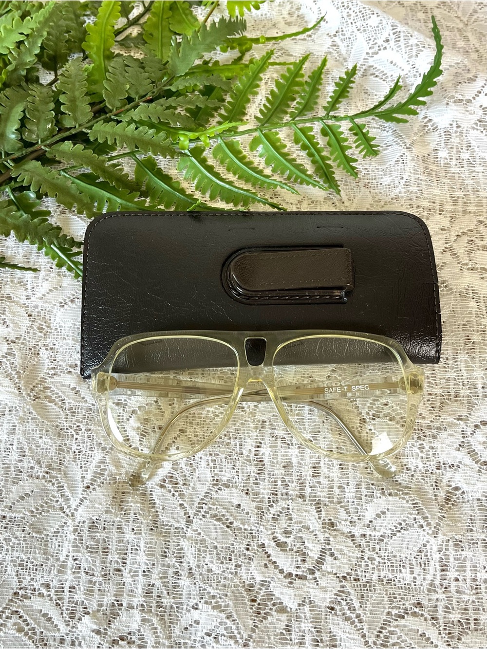 1980’s Mark Talbott Clear Frame Retro Safe T Specs Glasses